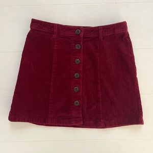 FOREVER 21 Corduroy Button-Front Mini Skirt - Maroon Burgundy Red, Women’s S